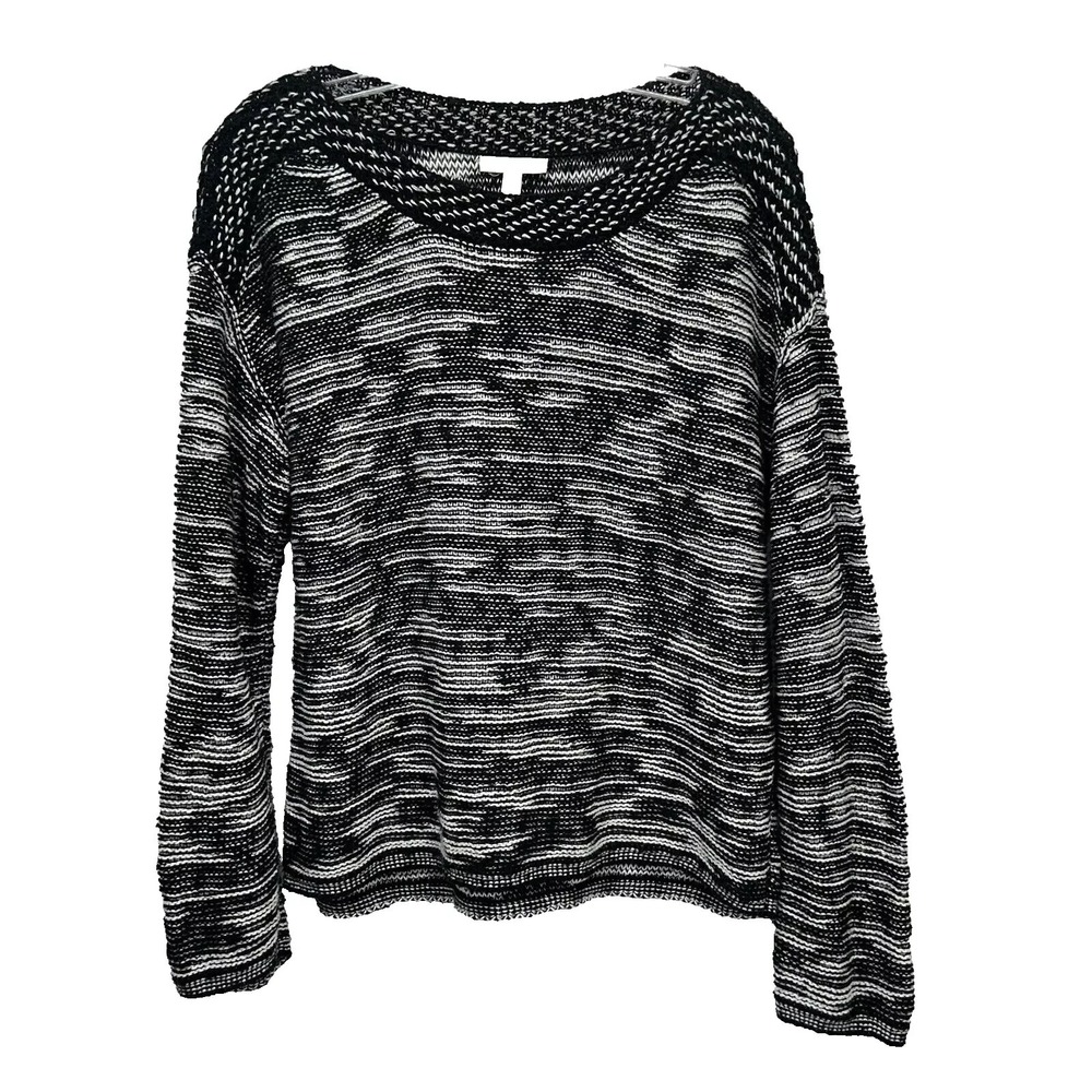 Eileen Fisher Women's XS Black/White Organic Cotton Sweater (E1)
